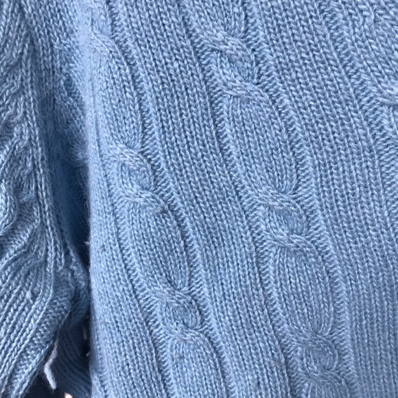 JCrew blue cable knit v neck sweater M - Picture 4 of 5